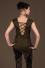 T30- Top in Viscose-lycra with assymetric down peaks, linked backless and linked open sides