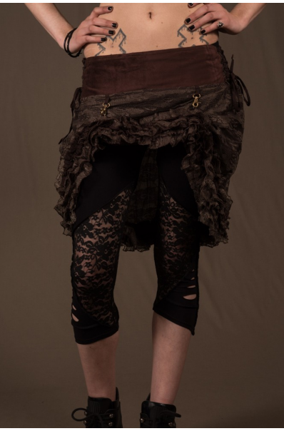 SK6 - Skirt in Lace and Crumpled Lace, Front Raising Hooks