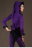 T4 - Top in Viscose-lycra with sleeves, peak hood, peak back and crumpled lace