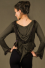 T4 - Top in Viscose-lycra with sleeves, peak hood, peak back and crumpled lace