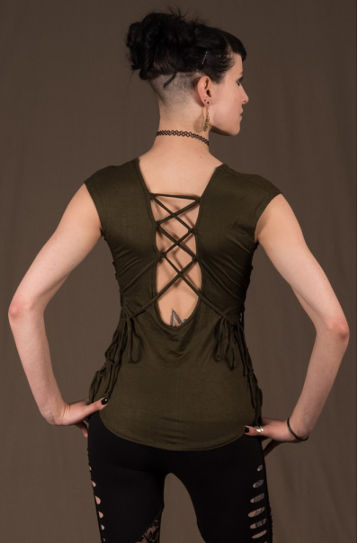 T17 - Top in Viscose-lycra with linked backless and linked open sides